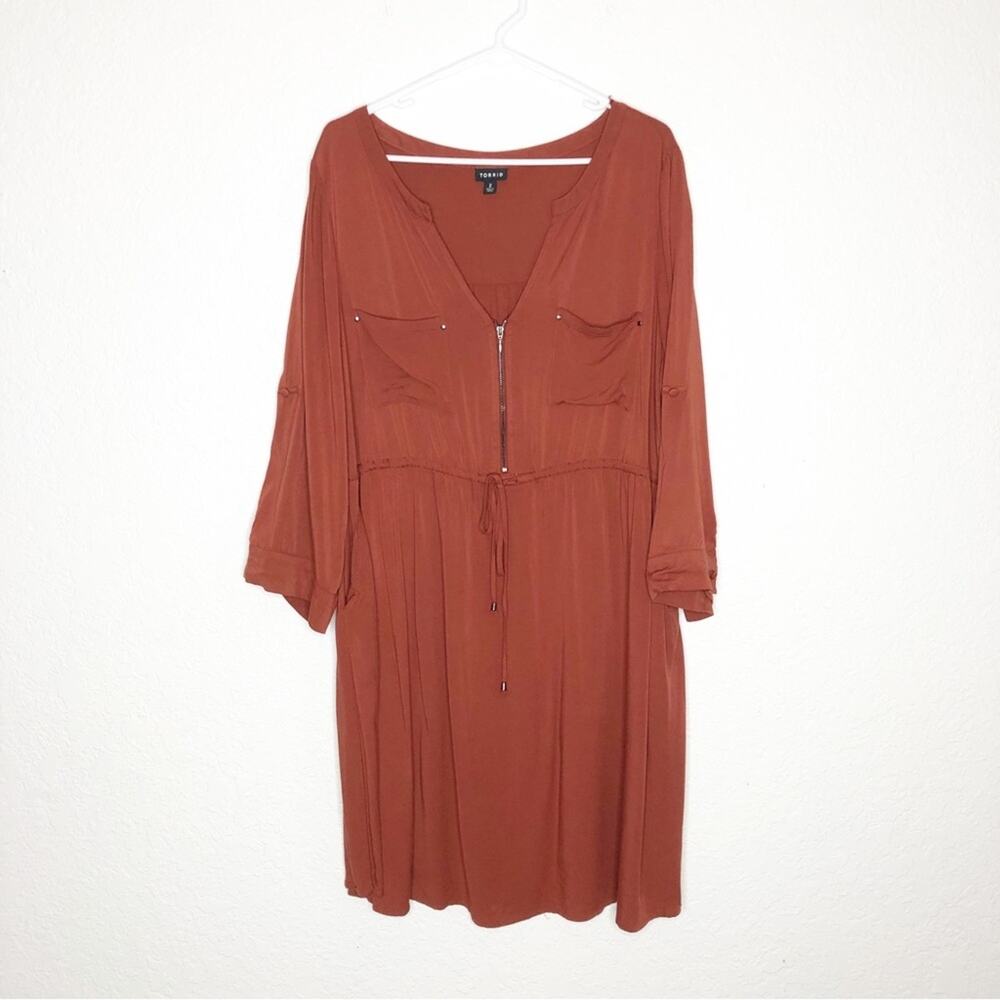 Torrid Rust Orange Zip Front Drawstring Waist Dre… - image 3